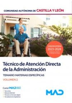 portada Tecnico/A de Atencion Directa de la Comunidad Autonoma de Castilla y Leon. Temario Materias Especificas Vol. 2