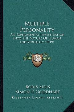 portada multiple personality: an experimental investigation into the nature of human individuality (1919)