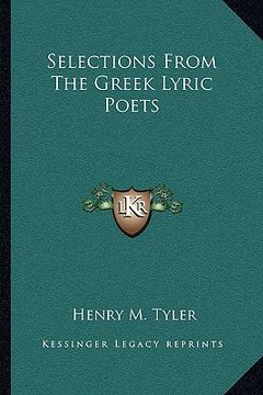 portada selections from the greek lyric poets