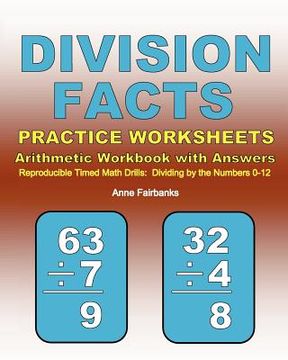 portada division facts practice worksheets arithmetic workbook with answers (en Inglés)