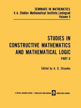 portada Studies in Constructive Mathematics and Mathematical Logic Part 2 (en Inglés)