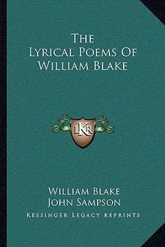 portada the lyrical poems of william blake (en Inglés)