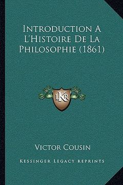 portada introduction a l'histoire de la philosophie (1861)