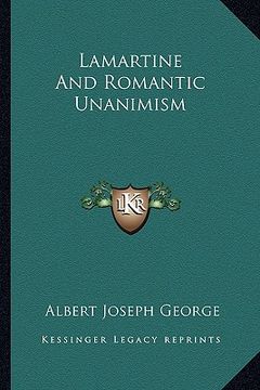 portada lamartine and romantic unanimism (en Inglés)