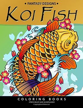 portada Koi Fish Coloring Book: Animal Stress-relief Coloring Book For Adults and Grown-ups (in English)