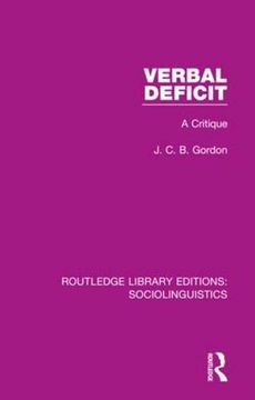 portada Verbal Deficit: A Critique (Routledge Library Editions: Sociolinguistics) (in English)