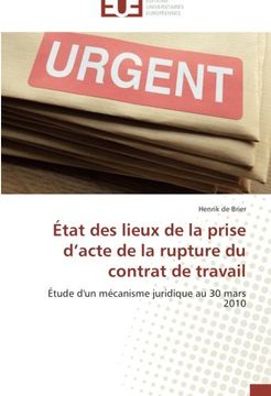 portada Etat Des Lieux de La Prise D'Acte de La Rupture Du Contrat de Travail