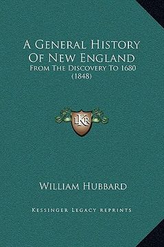 portada a general history of new england: from the discovery to 1680 (1848) (en Inglés)