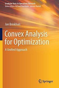 portada Convex Analysis for Optimization: A Unified Approach (Graduate Texts in Operations Research) (en Inglés)