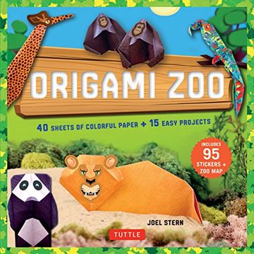 portada Tuttle Origami zoo Kit: Origami kit con Libro, 40 Pegatinas Papeles, 95, zoo Mapa 