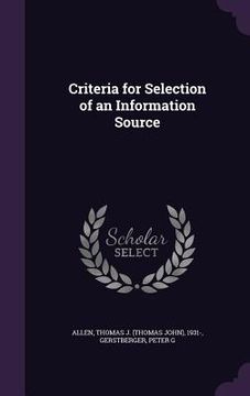 portada Criteria for Selection of an Information Source (en Inglés)