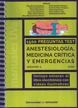 portada 1500 Preguntas Test: Anestesiologia, Medicina Critica y Emergencias (Vol. I) (Ed. 2022)