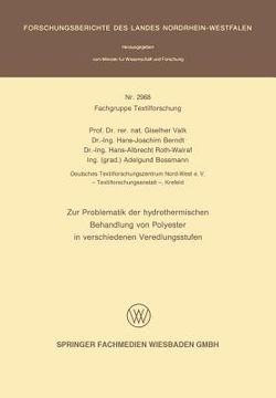 portada Zur Problematik Der Hydrothermischen Behandlung Von Polyester in Verschiedenen Veredlungsstufen (en Alemán)