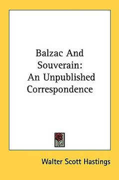 portada balzac and souverain: an unpublished correspondence (en Inglés)