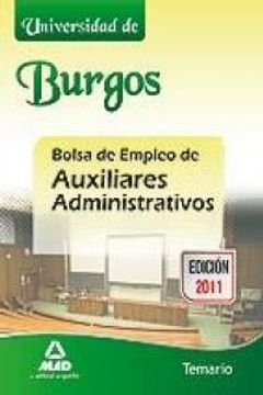 portada Bolsa de Empleo de Auxiliares Administrativos de la Universidad de Burgos. Temario