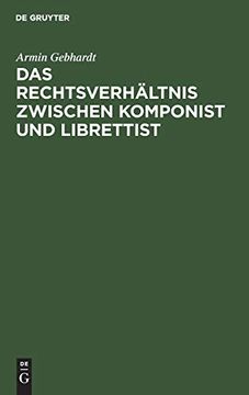 portada Das Rechtsverhältnis Zwischen Komponist und Librettist (in German)