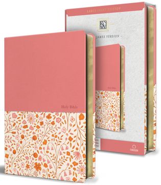 portada KJV Holy Bible, Large Print Handy Size format, 2 Piece Pink Floral Leathersoft with Ribbon Marker, Red Letter (en Inglés)