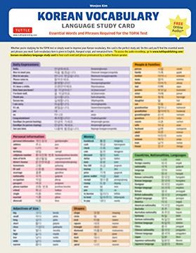 portada Korean Vocabulary Language Study Card: Essential Words and Phrases Required for the Topik Test (Online Audio Files) (in English)