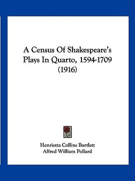 portada a census of shakespeare's plays in quarto, 1594-1709 (1916) (en Inglés)