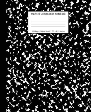 portada Marbled Composition Notebook: Black Marble Wide Ruled Paper Subject Book (en Inglés)