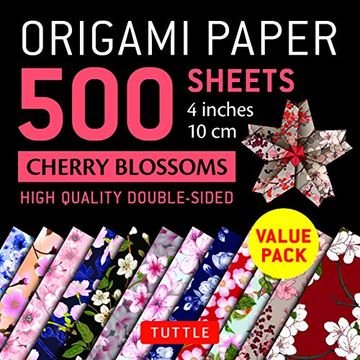 portada Origami Paper 500 Sheets Cherry Blossoms 4 (10 Cm): Tuttle Origami Paper: High-Quality Double-Sided Origami Sheets Printed With 12 Different Patterns (in English)