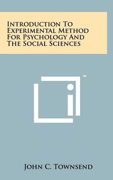 portada introduction to experimental method for psychology and the social sciences (in English)