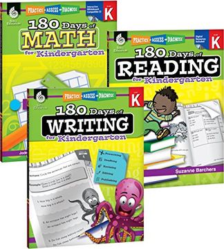 portada 180 Days of Reading, Writing and Math for Kindergarten 3-Book Set (180 Days of Practice)