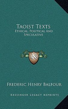 portada taoist texts: ethical, political and speculative (en Inglés)