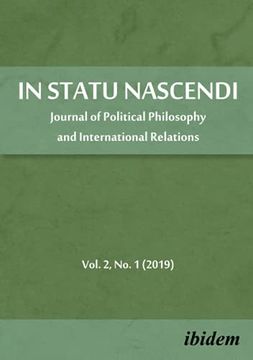 portada In Statu Nascendi: Journal of Political Philosophy and International Relations 2019 (in English)