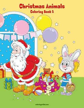 portada Christmas Animals Coloring Book 5 (in English)