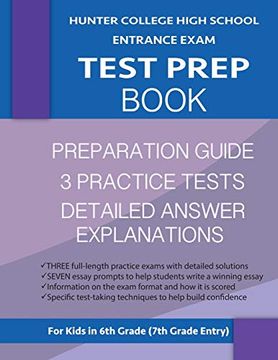 portada Hunter College High School Entrance Exam Test Prep Book: 3 Practice Tests & Hunter Test Prep Guide; Hunter College Middle School Test Prep; Hchs. School Test Book, High School Entrance Tests 