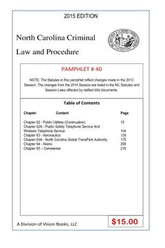 portada North Carolina Criminal Law and Procedure-Pamphlet 40