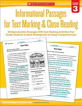 portada Informational Passages for Text Marking & Close Reading: Grade 3: 20 Reproducible Passages with Text-Marking Activities That Guide Students to Read St (en Inglés)