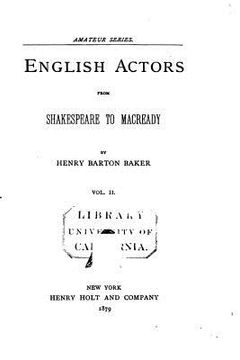 portada English Actors from Shakespeare to Macready - Vol. II