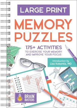 portada Large Print Memory Puzzles: 175+ Puzzles and Activities for Adults to Exercise Memory and Improve Focus - Includes Spiral Bound (in English)
