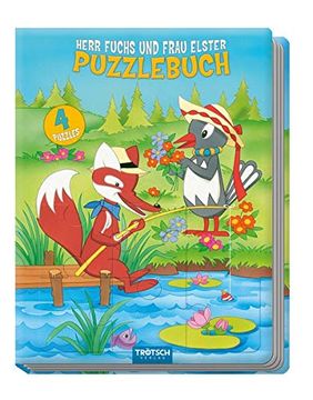 portada Trötsch Herr Fuchs und Frau Elster Puzzlebuch: 10 Seiten, 4 Puzzle (Unser Sandmännchen) (en Alemán)