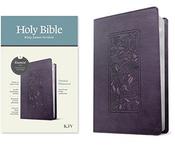 portada Kjv Thinline Reference Bible, Filament Enabled Edition (Red Letter, Leatherlike, Floral Frame Purple) (en Inglés)