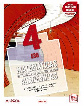 portada Matemáticas Orientadas a las Enseñanzas Académicas 4. (in Spanish)