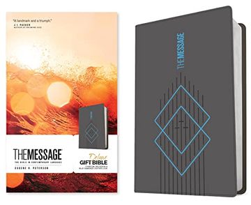 portada The Message Deluxe Gift Bible (Leather-Look, Charcoal Ascension and Blue Diamonds): The Bible in Contemporary Language (in English)