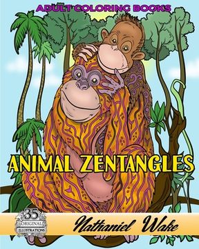 portada Animal Zentangle Adult Coloring Book: Zentangle Pandas, Polar Bear and Cub, Pets and More! (en Inglés)