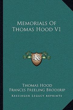 portada memorials of thomas hood v1 (en Inglés)