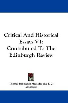 portada critical and historical essays v1: contributed to the edinburgh review (en Inglés)