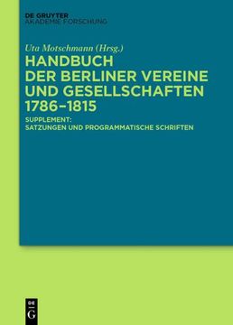 portada Handbuch der Berliner Vereine und Gesellschaften 1786¿ 1815 (en Alemán)