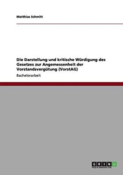 portada Die Darstellung und kritische Würdigung des Gesetzes zur Angemessenheit der Vorstandsvergütung (VorstAG) (German Edition)