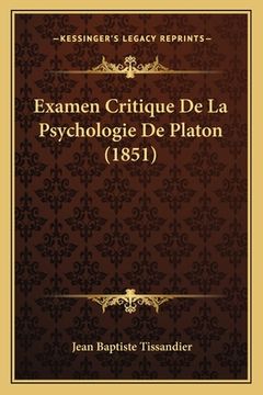 portada Examen Critique De La Psychologie De Platon (1851) (in French)