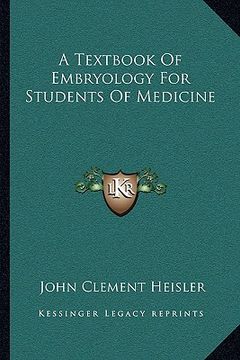 portada a textbook of embryology for students of medicine (en Inglés)