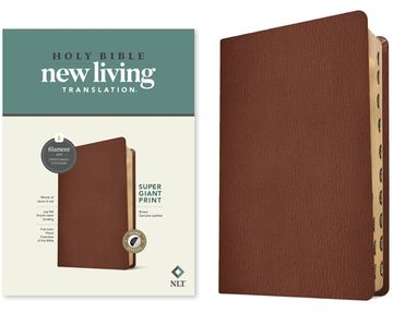 portada NLT Super Giant Print Bible, Filament-Enabled Edition (Genuine Leather, Brown, Indexed, Red Letter) (en Inglés)