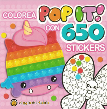 portada Pinto pop it con 600 stickers: unicornio