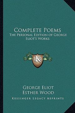 portada complete poems: the personal edition of george eliot's works