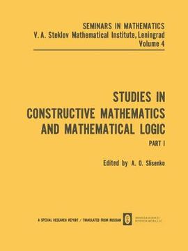 portada Studies in Constructive Mathematics and Mathematical Logic: Part 1 (in English)